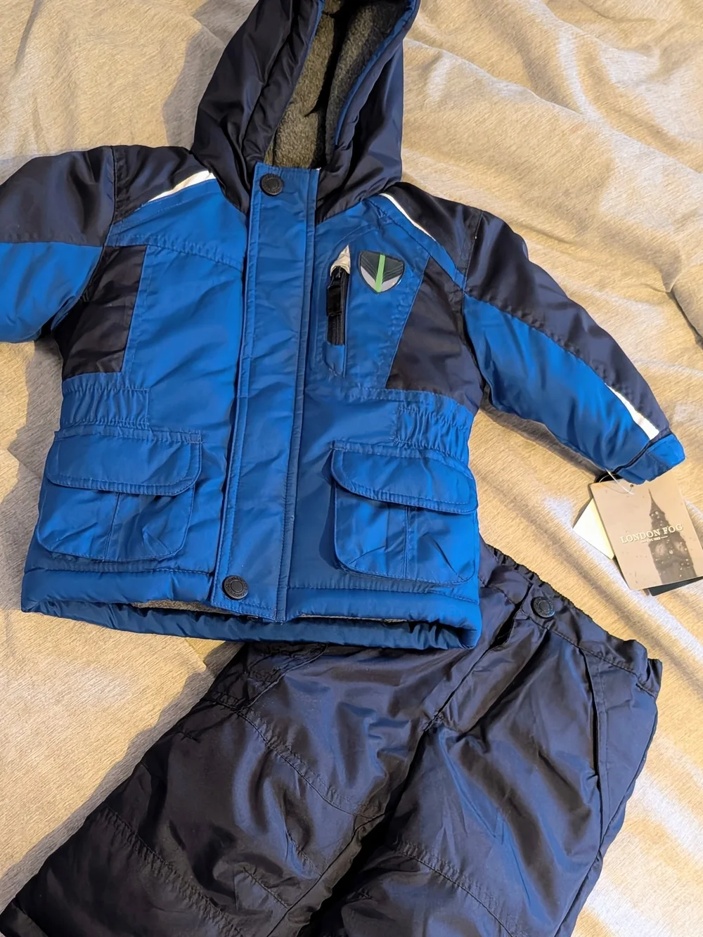 London Fog Blue and Navy Kids' Winter Snow Jacket Set
